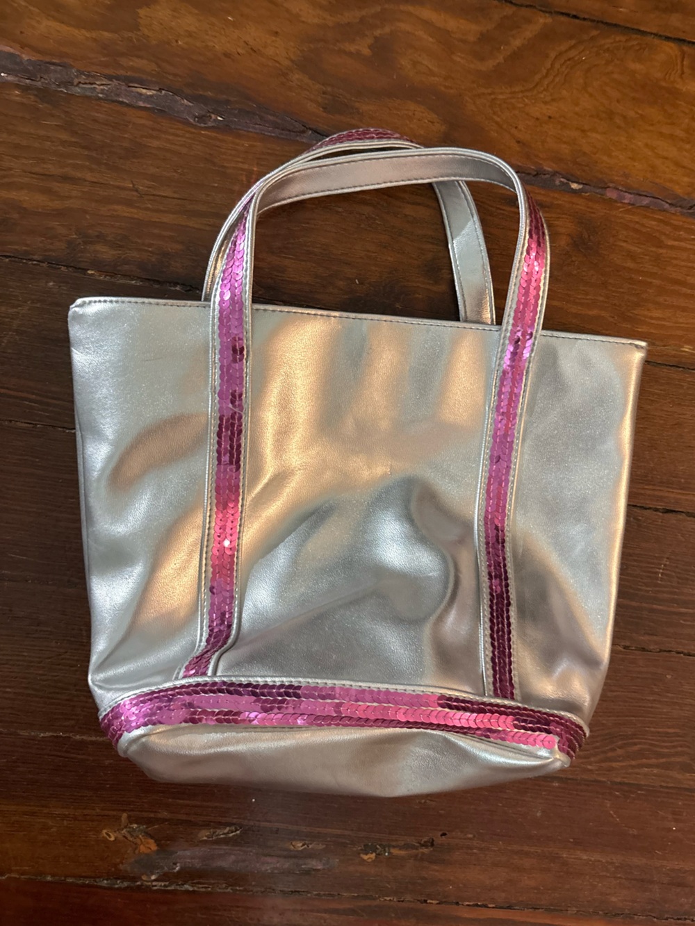 Victoria’s Secret silver pink sequin mini tote bag